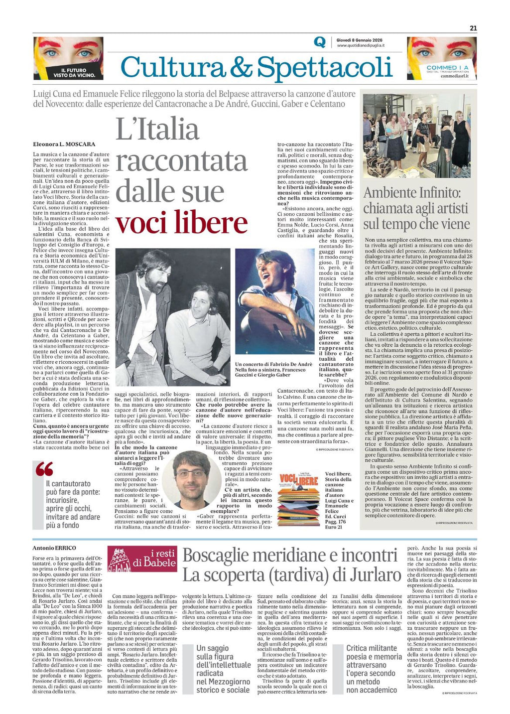 "Ambiente Infinito": la nostra chiamata agli artisti sul Nuovo Quotidiano di Puglia