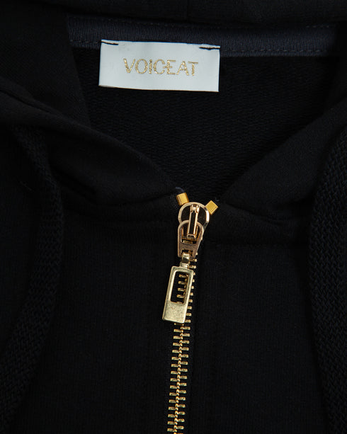 voiceat felpa cappuccio nero dettaglio