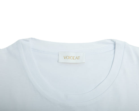 voiceat t-shirt bianco dettaglio gold logo