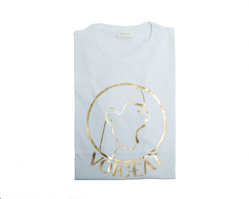 voiceat t-shirt bianco dettaglio gold logo