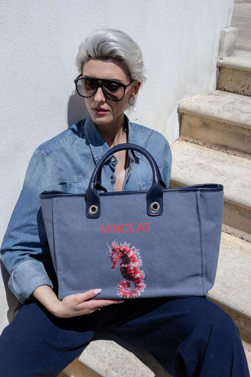Seahorse Tote Bag denim - Voiceat