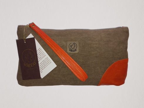 Pochette passepartout tabacco e arancio - Voiceat