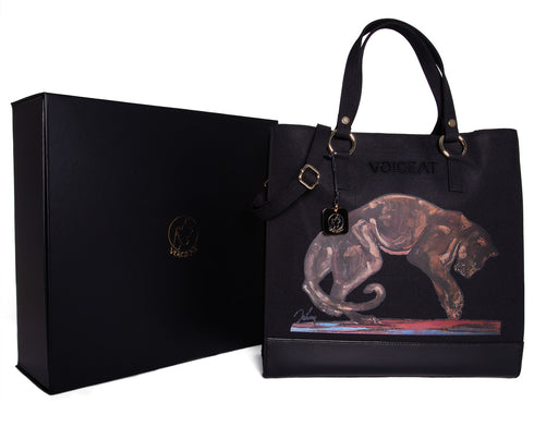 Panther tote bag nero dettaglio